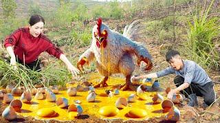 Terrifying Giant Chicken and a Shocking Egg Nest Discovery - Harvesting Chicken Eggs to sell