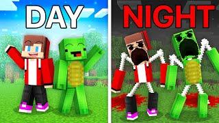 JJ and Mikey Became Scary at Night Battle DAY VS NIGHT Challenge - Maizen Parody Video in Minecraft