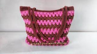 Bolsa em Crochê simples e fácil Multicores - Croche bag - Passo a passo.