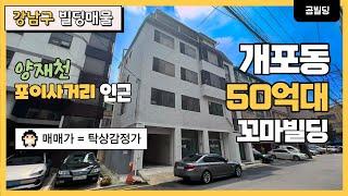 강남구 개포동 50억대 꼬마빌딩 포이사거리 양재천 인근 5층 건물 외벽 리모델링 실사용 가능