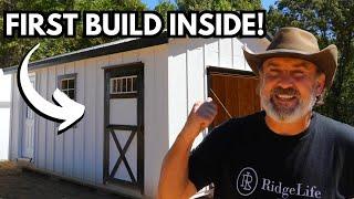 First Build In The Tiny House Power Shed | Organization Is Key | Cigman Laser Level