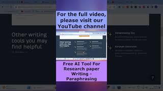 Free AI Tool For Research paper Writing | Paraphrasing | Academic Writing |Rewriter|Research Support