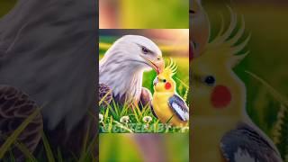 Cookie and eagle friendship #aistory #birds #cockatiel #aiimages