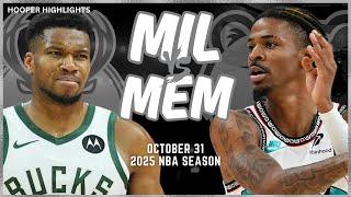 Milwaukee Bucks vs Memphis Grizzlies Full Game Highlights | Oct 31 | 2025 NBA Season