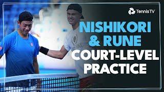 Home Hero Kei Nishikori Court-Level Practice with Holger Rune in Tokyo!