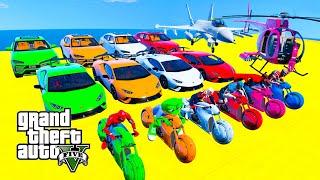 GTA V Stunt Map Car Race Challenge On Super Cars, Bikes and OffRoad Jeeps