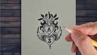 Amazing AS couple letter tattoo idea design with pencil || amazing tattoo with pencil