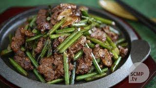 Susan Jung’s recipe for stir-fried beef and garlic scapes