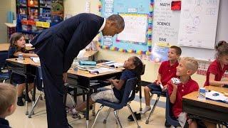 President Obama Talks with First-Graders at Tinker Elementary School