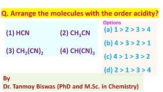 MCQ-92: On the Comparison of acidity of different acids by Dr. Tanmoy Biswas (PhD) for NEET, IIT-JEE