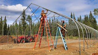 Building a Massive 30'x60' Greenhouse | Trenching Ground Posts + Framework