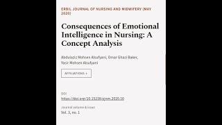 Consequences of Emotional Intelligence in Nursing: A Concept Analysis | RTCL.TV