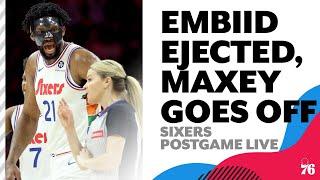 Embiid ejected, Maxey comes up clutch in wild win over Spurs | Sixers Postgame Live