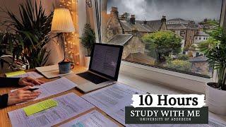 10 HOUR STUDY WITH ME | Background noise, 10 min Break, No music, Study with Merve