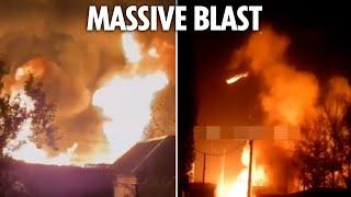 Watch Putin's war factories EXPLODE as Ukraine launches kamikaze drone strikes sparking huge fires