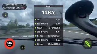 CRAZY VW Golf 2 Huge Turbo Acceleration 0-346 km/h