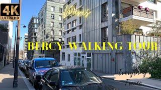 Bercy Walking Tour with Refreshing Ambiant Noise (Traffic Sounds, Wind noise, River sounds etc)4K