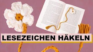 Lesezeichen mit Blume häkeln | einfaches DIY-Geschenk