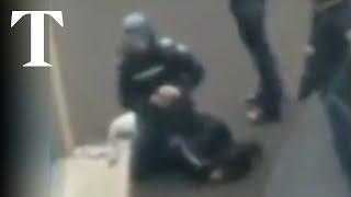 Moment mass shooter arrested at a school in Serbia