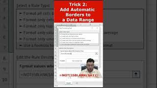 Trick 2:How to apply borders across a data range automatically? #shorts #excel  #microsoftexcel