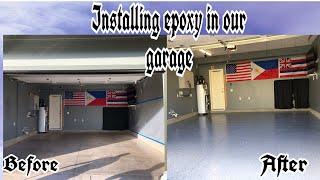 Installing Epoxy in our Garage || Hayes Ohana  #Epoxygaragefloor #garage #epoxy