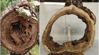 Светильник из пня DIY