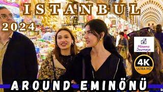 Istanbul Eminonu Spice Bazaar & Mahmut Pasa Market 4K Walking Tour | Flavors & Souvenirs | Oct 2024