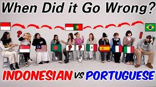 Latin VS Asia Telephone Game Battle!! Portuguese VS Indonesian l  Which Language will win the Game?