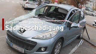 Auto in Wels-Lichtenegg offenbar mit Böllern gesprengt und dadurch schwer beschädigt