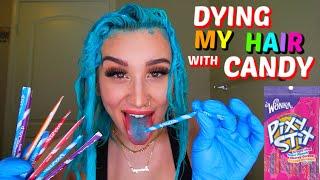 DYING MY HAIR WITH CANDY! *PIXI STICKS HAIR DYE*