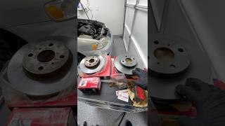 Always compare old brake pads & rotors to the new Brembo set before install #diy #autorepair #brakes
