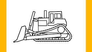 How to draw Bulldozer step by step / drawing caterpillar d9 dozer easy