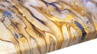 Golden MARBLED Straight Pour: A MESMERIZING Display Fluid Acrylics / Acrylic Pour Painting (365)