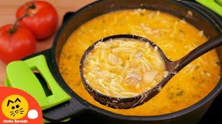 ¡Pocas personas conocen esta receta! Comida barata y abundante con la sopa de pollo y fideo