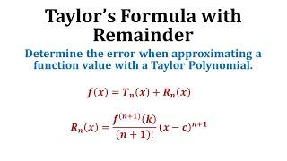 Taylor's Theorem with Remainder