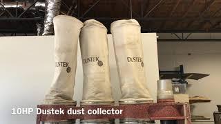 Dustek 10HP dust collector turning on in our showroom