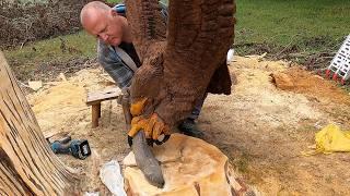 Chainsaw carved eagle