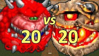 20 Cacodemons vs 20 Pain Elementals - Monster Infighting - Doom II Retro Battles