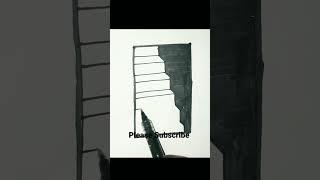 3d optical illusion drawing #3dart #shorts #3ddrawing #illusions #easydrawing #ytshorts #stairs