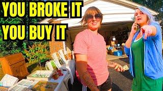 EMBARASSING YARD SALE MOMENT CAUGHT ON CAMERA