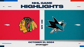 NHL Highlights | Blackhawks vs. Sharks - October 31, 2024