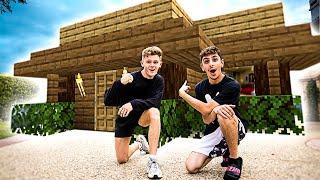 We Spent 24 Hours in a REAL LIFE Minecraft House!