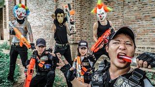 [ 1 Hour Nerf War ] Captain Warriors Black Nerf Guns Fight Dangerous Criminal Gangs 2