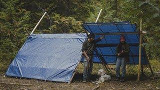 Tarping the Shelter's Roof - Building a Long-term Camp | Entry: 005 - Camp Firlend