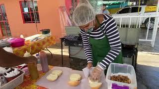 A wicked fry pork sandwich | Trinidad | Street food