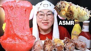 ASMR MUKBANG 명랑핫도그 신메뉴 따따블치즈핫도그 & 매운 치토스 치즈퐁듀 CORN DOGS & CHEETOS CHEESE FONDUE EATING SOUNDS