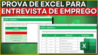 Prova de EXCEL para ENTREVISTA de EMPREGO | Resolvido Passo a Passo | Ferramentas Fórmulas Funções