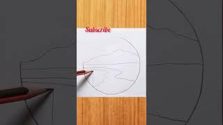 Nature Drawing |Circle Scenery Drawing . #short #youtubeshorts #scenery #shortvideo #shorts