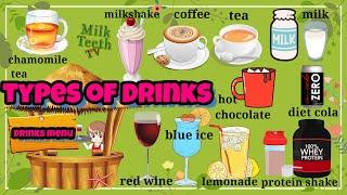 Types of Drinks | Types of Beverages | Drinks vocabulary ESL | Hot and Cold Drinks