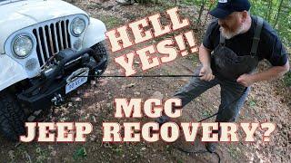 Jeep recovery action!!! We take the old CJ-7 out to pull an XJ out of the woods! Can we get it out??